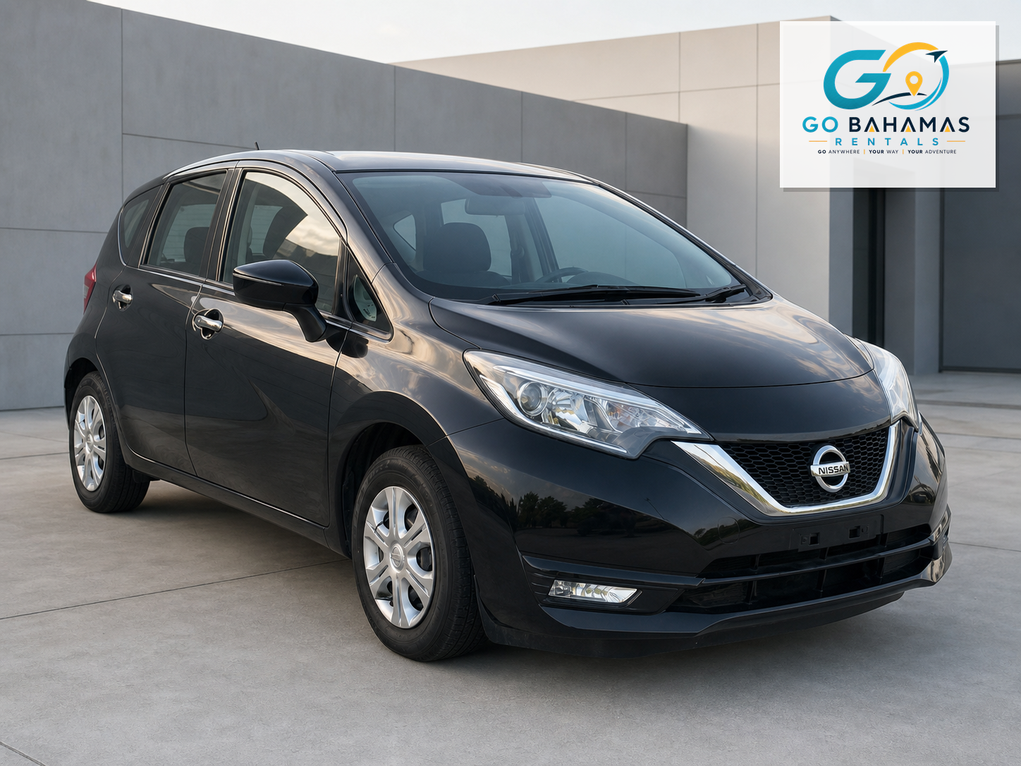 Black 2017 Nissan Note rental vehicle